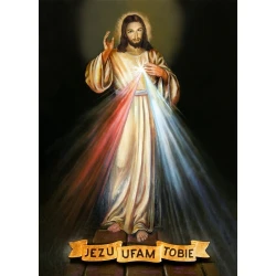 Wyklejanka - 50 x 40 cm - Jezus Miłosierny - JEZU UFAM TOBIE - Diamentowa Mozaika - DIY